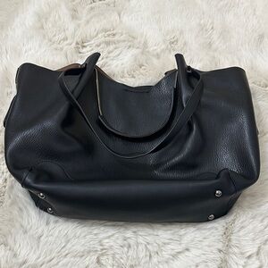 Elegant Black Leather Tote Bag